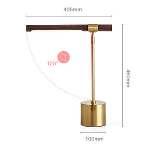 Lampe de Table Élégance Dorée – Design Bois & Métal Brossé