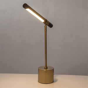 Lampe de Table Élégance Dorée – Design Bois & Métal Brossé