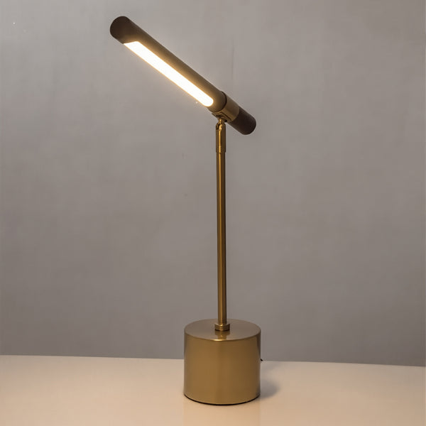 Lampe de Table Élégance Dorée – Design Bois & Métal Brossé