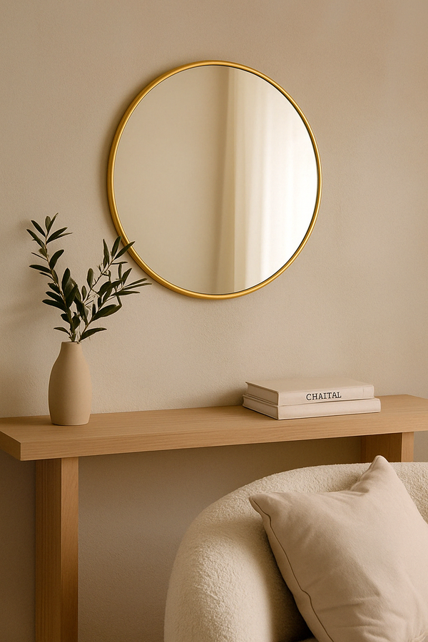 Miroir Rond Doré 40 cm – Élégance Minimaliste et Effet Lumineux