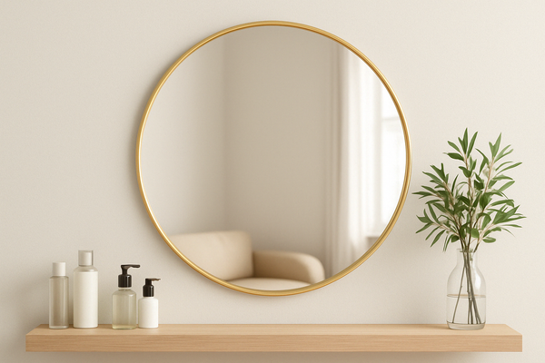 Miroir Rond Doré 40 cm – Élégance Minimaliste et Effet Lumineux